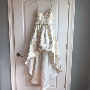 Ivory and gold high low dress